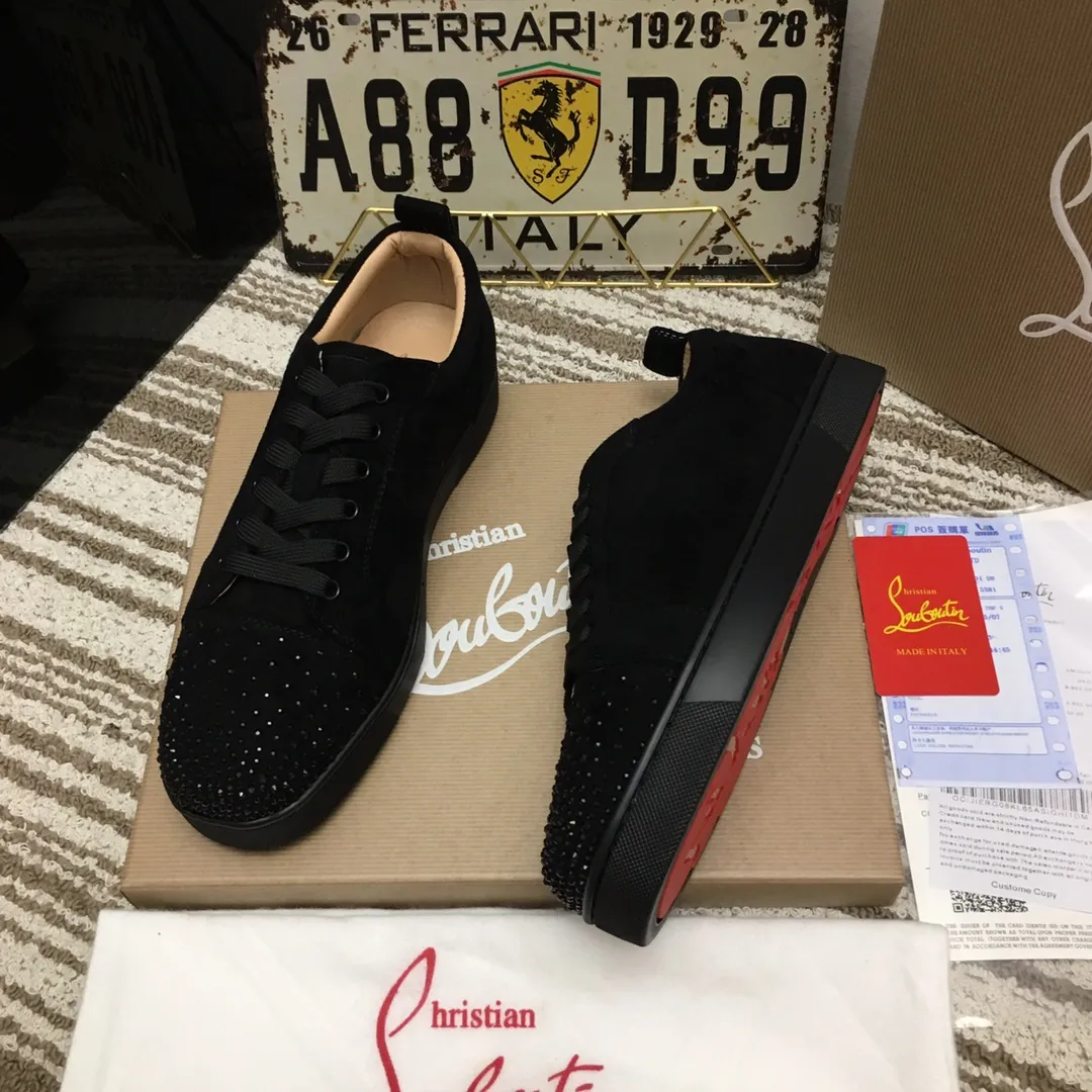 Ex-factory price 440. christian louboutin (CL red sole shoes) counter hot diamond series, high-top casual sneakers for couples 📢 📢 📢 Exclusive hot style release 🎈🎈💪 Movable latex feet 👻 Finished outsole sewing line [satisfied] 😝Female 35-40# Male 38#-46, global supply😝 [Top version]: original imported cowhide suede upper, top original leather lining, original molded TPU outsole, original 1:1 detail processing, original shoe last,